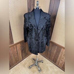 THOMAS MCELROY GROSVENOR CANADA BLACK BROADTAIL LAMB FUR COAT JACKET SIZE LARGE